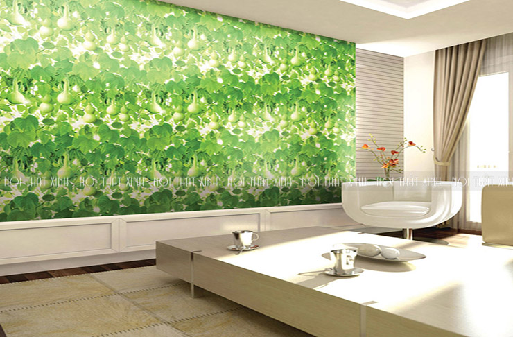 Trang trí nội thất đẹp với giấy dán tường màu xanh thiên nhiên