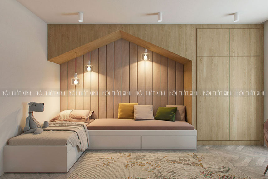 Mẫu thiết kế căn hộ chung cư đẹp ốp gỗ độc đáo, mộc mạc