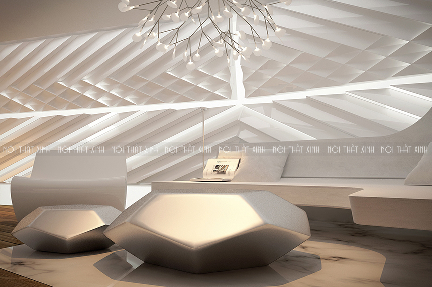 Độc đáo thiết kế nội thất chung cư 70m2 phản chiếu chi tiết 3D