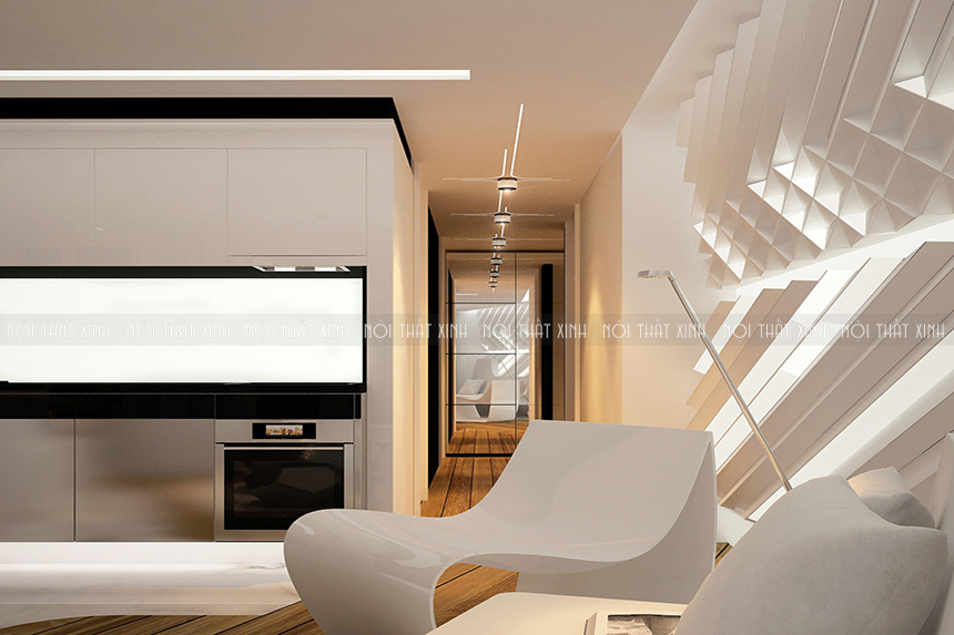 Độc đáo thiết kế nội thất chung cư 70m2 phản chiếu chi tiết 3D