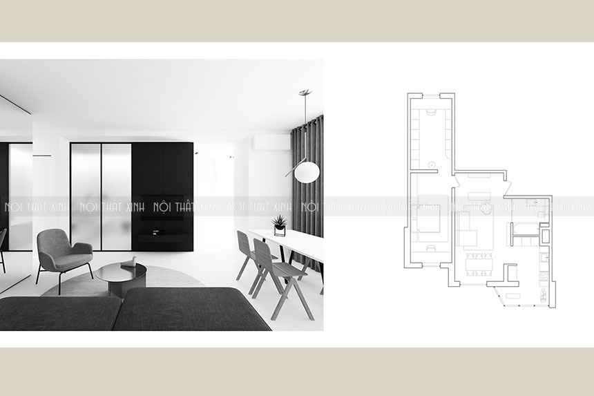 Thiết kế nội thất chung cư nhỏ đơn giản, tiện nghi cao