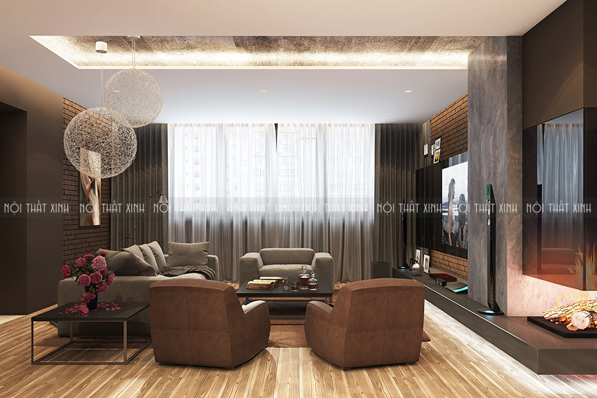 2 mẫu thiết kế nội thất phòng khách tương phản sắc độ ấn tượng