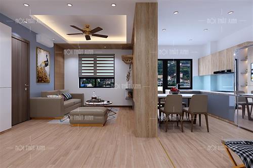 Ý tưởng thiết kế nội thất phòng khách chung cư 70m2 đẹp
