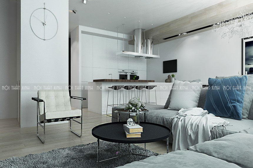 3 mẫu thiết kế nội thất phòng khách hiện đại theo gam xám