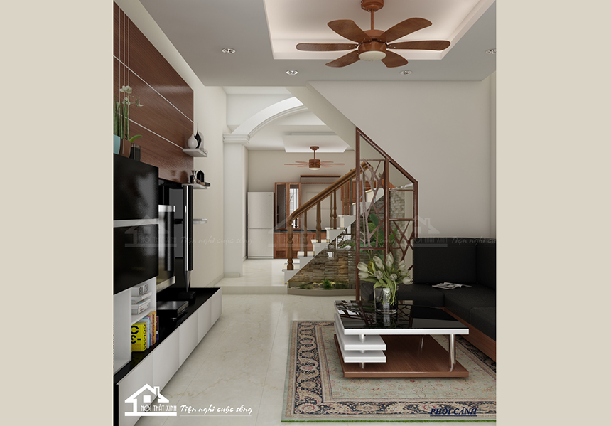 Thiết kế nội thất phòng khách nhà phố 20m2 Trương Định