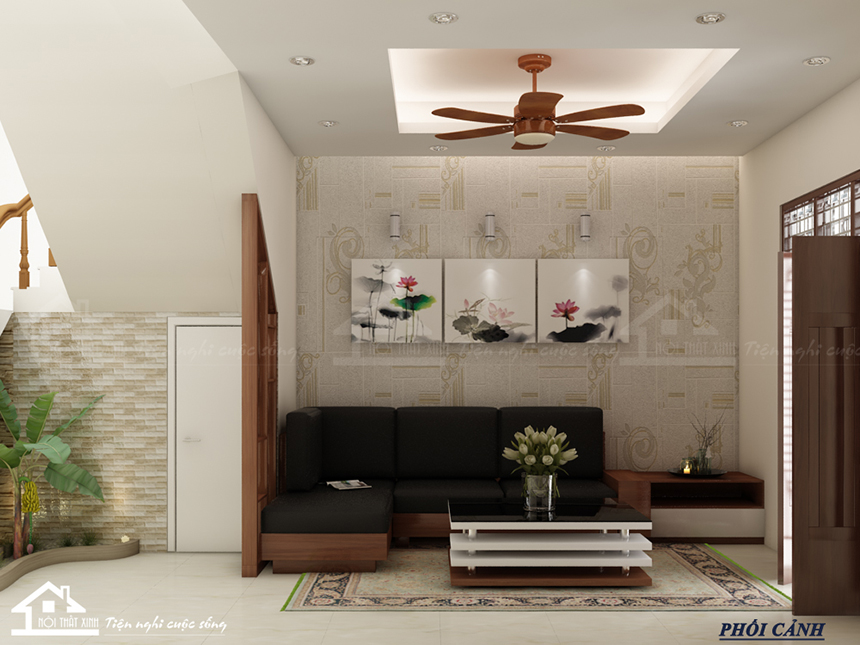 Thiết kế nội thất phòng khách nhà phố 20m2 Trương Định - Mr.Hào