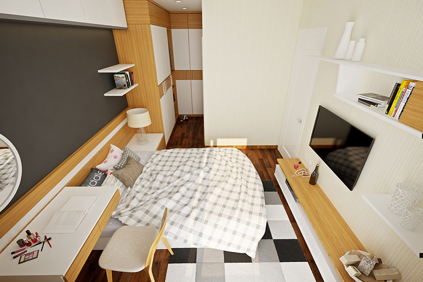 Mẫu thiết kế nội thất chung cư đẹp 2 phòng ngủ đơn giản tinh tế
