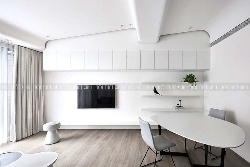 Thiết kế nội thất chung cư đẹp màu trắng đẹp hiện đại, cuốn hút