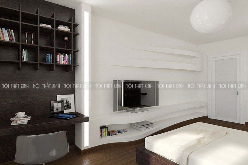 Thiết kế nội thất chung cư mini màu trắng đẹp, rộng mở