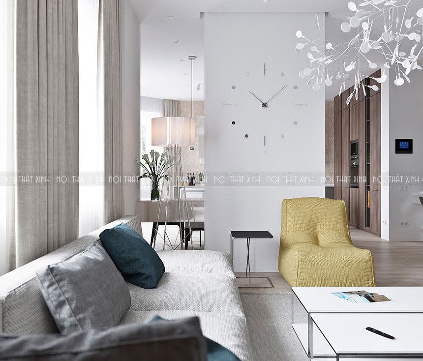 Thiết kế nội thất căn hộ đẹp sáng rỡ, mở rộng tự nhiên