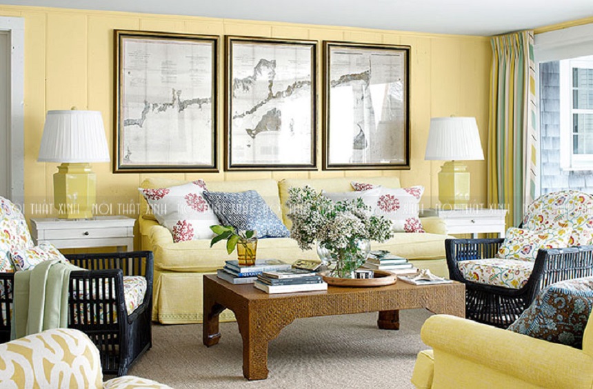 Không gian sống động với thiết kế nội thất màu vàng