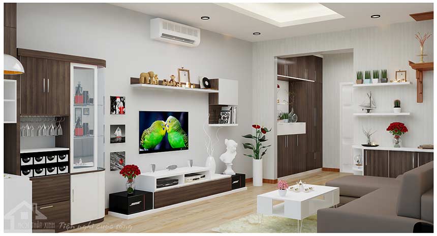 Thiết kế nội thất phòng khách chung cư Lê Văn Lương