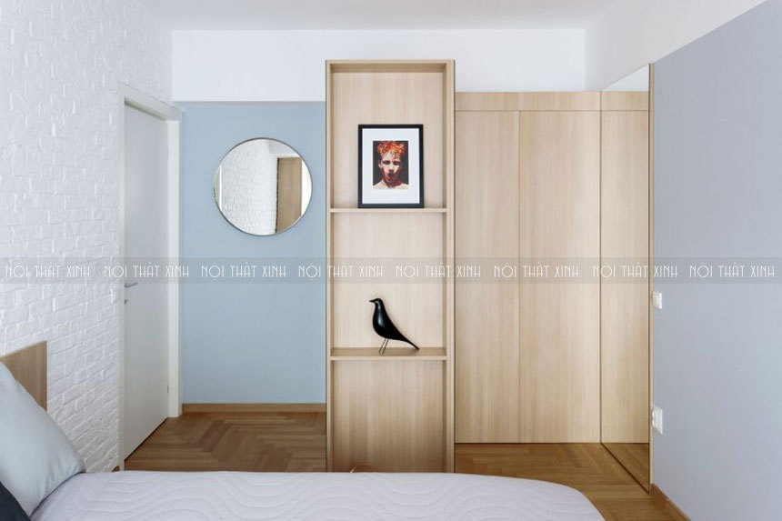 Thiết kế thi công nội thất căn hộ 70m2 chủ đạo đồ gỗ vàng nhạt
