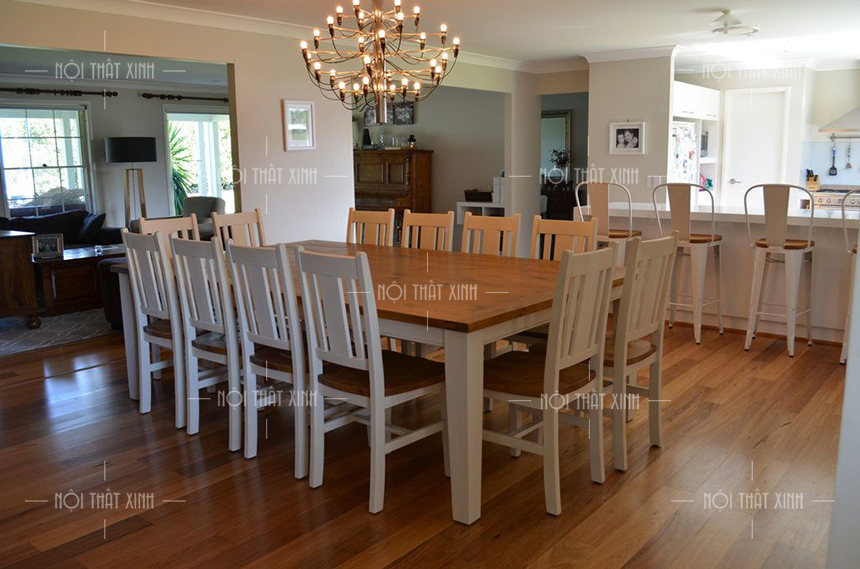Tổng hợp kích thước bàn ăn 10 ghế cho không gian nhà bếp rộng