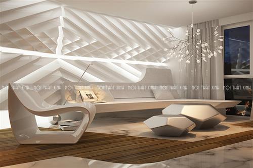 Độc đáo thiết kế nội thất chung cư 80m2 phản chiếu chi tiết 3D